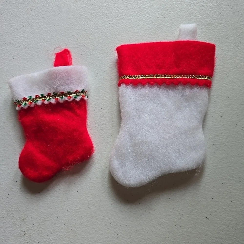 Vintage Walt Disney Christmas Stocking‎ Lot Felt Mickey Mouse Minnie Pink Red